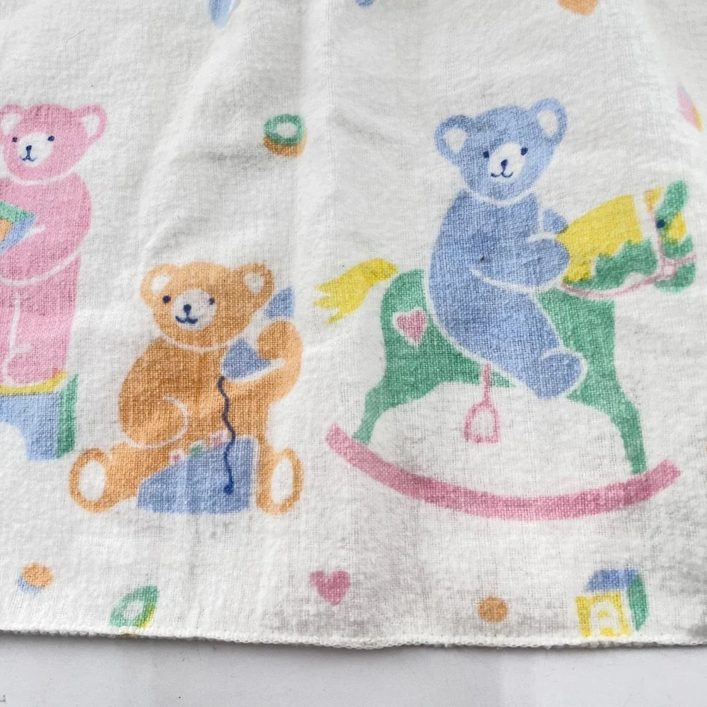 Vtg Baby Receiving Swaddling Blankets Set of 3 Cotton Teddy Bear Bunny USA